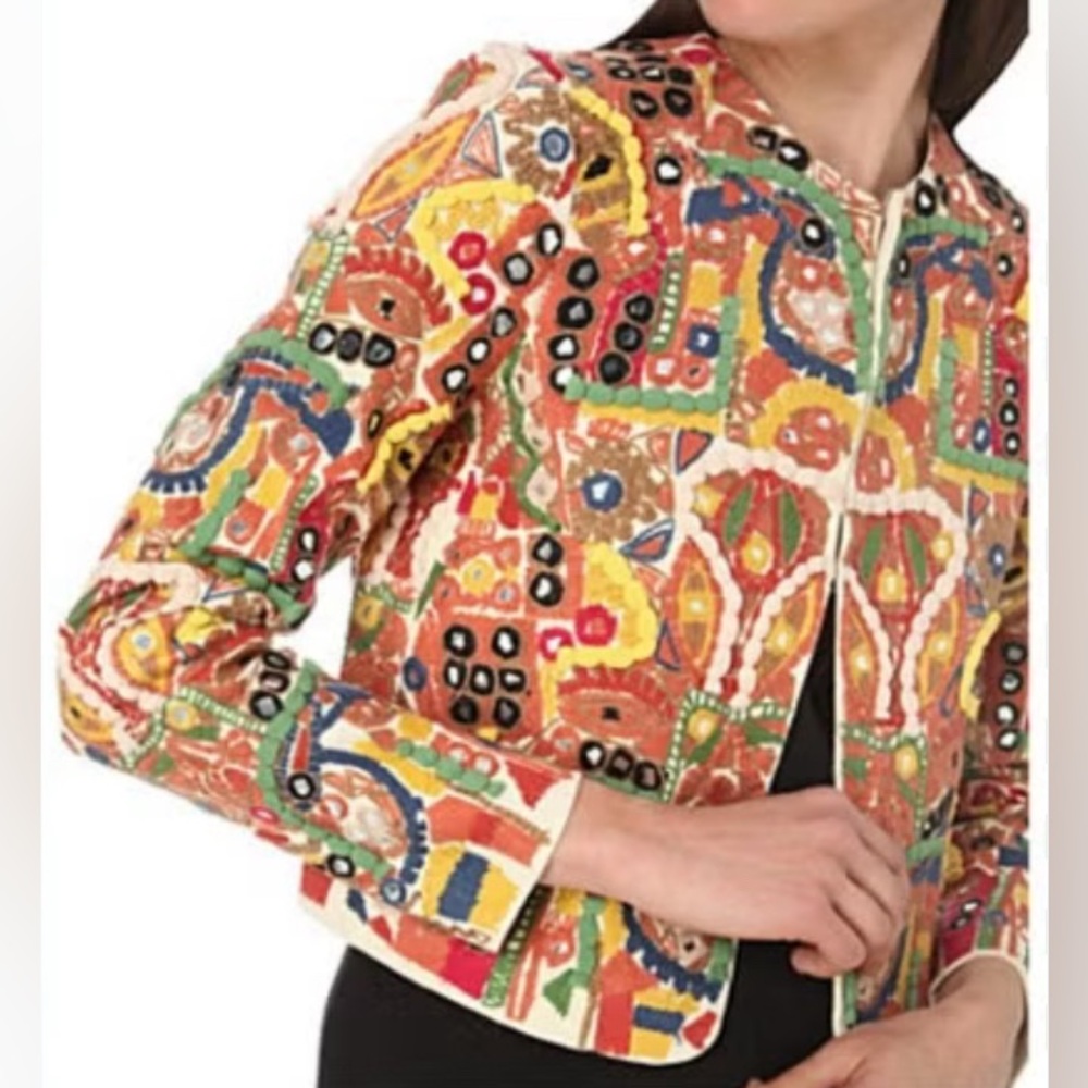 ALICE + OLIVIA Embroidered Multi Color Jacket sz XS